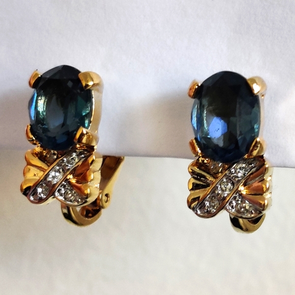 Vintage D'Orlan Earrings w/Blue Topaz Glass - Picture 16 of 16